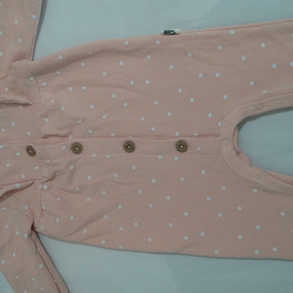 Rabbit + Bear Light Tan Polka Dot Baby Girl Romper 3M - Picture 4 of 11